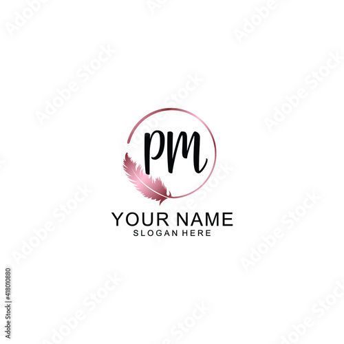 Letter PM Beautiful handwriting logo
