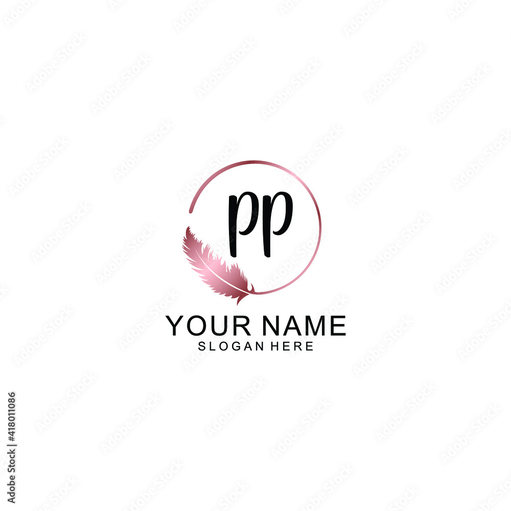 Letter PP Beautiful handwriting logo Letter PP Beautiful handwriting logo