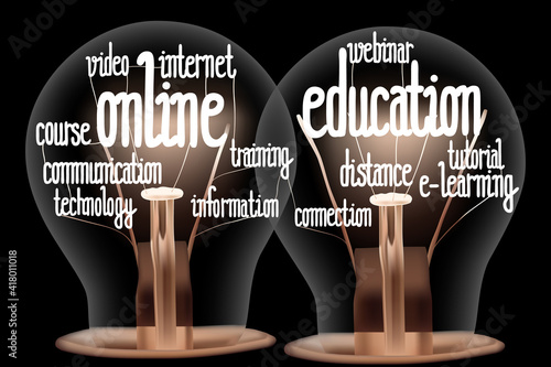 Light Bulbs with Online Education Concept