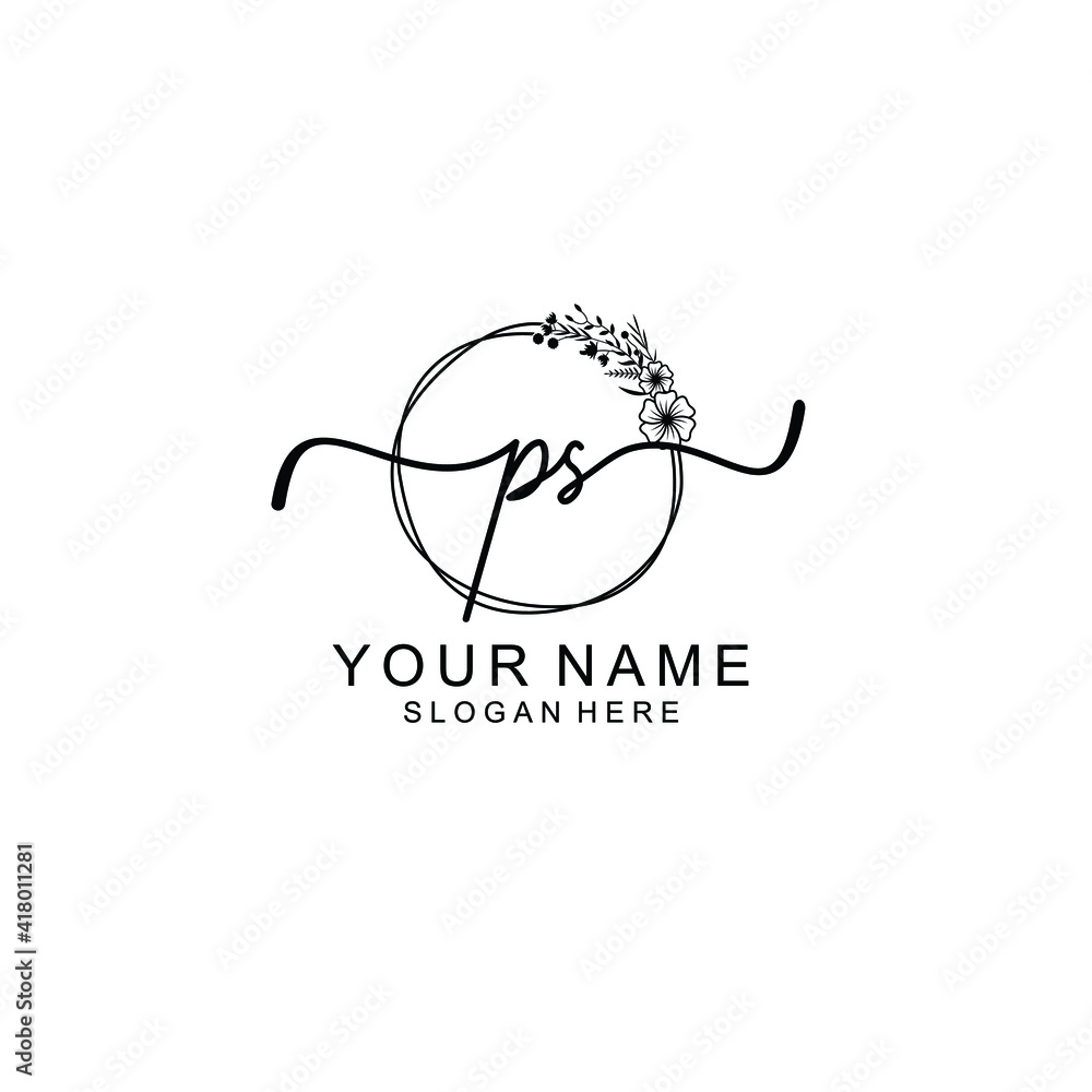 Letter PS Beautiful handwriting logo Letter PS Beautiful handwriting logo