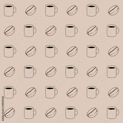 珈琲豆　コーヒー　シームレス　背景　壁紙　模様