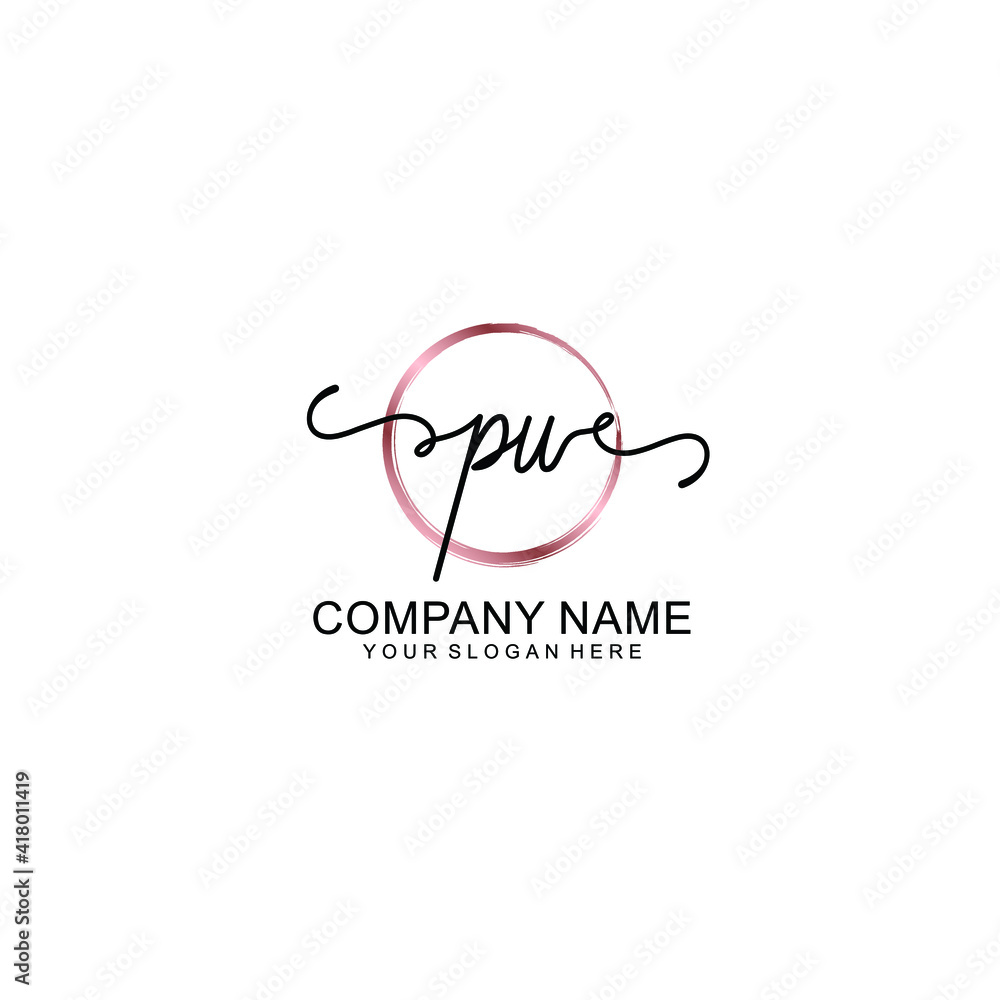 Letter PU Beautiful handwriting logo