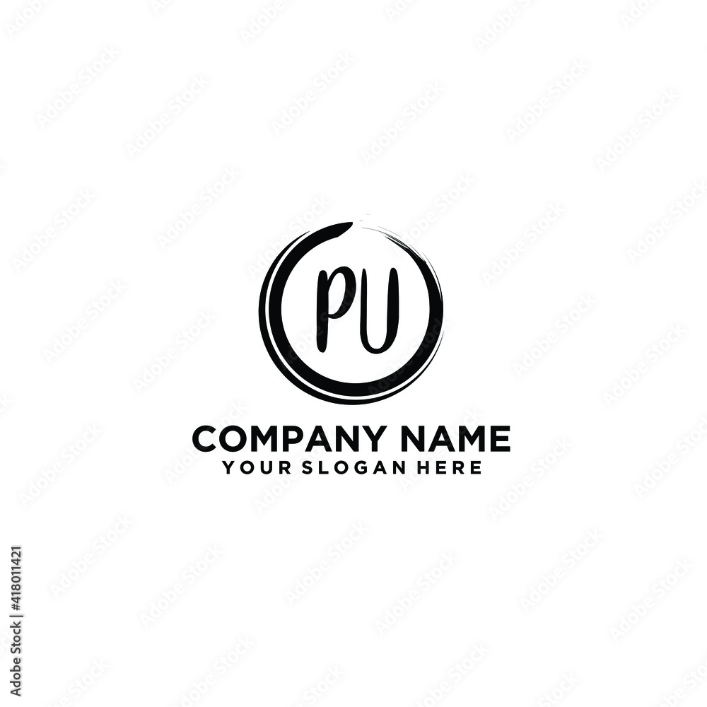 Letter PU Beautiful handwriting logo