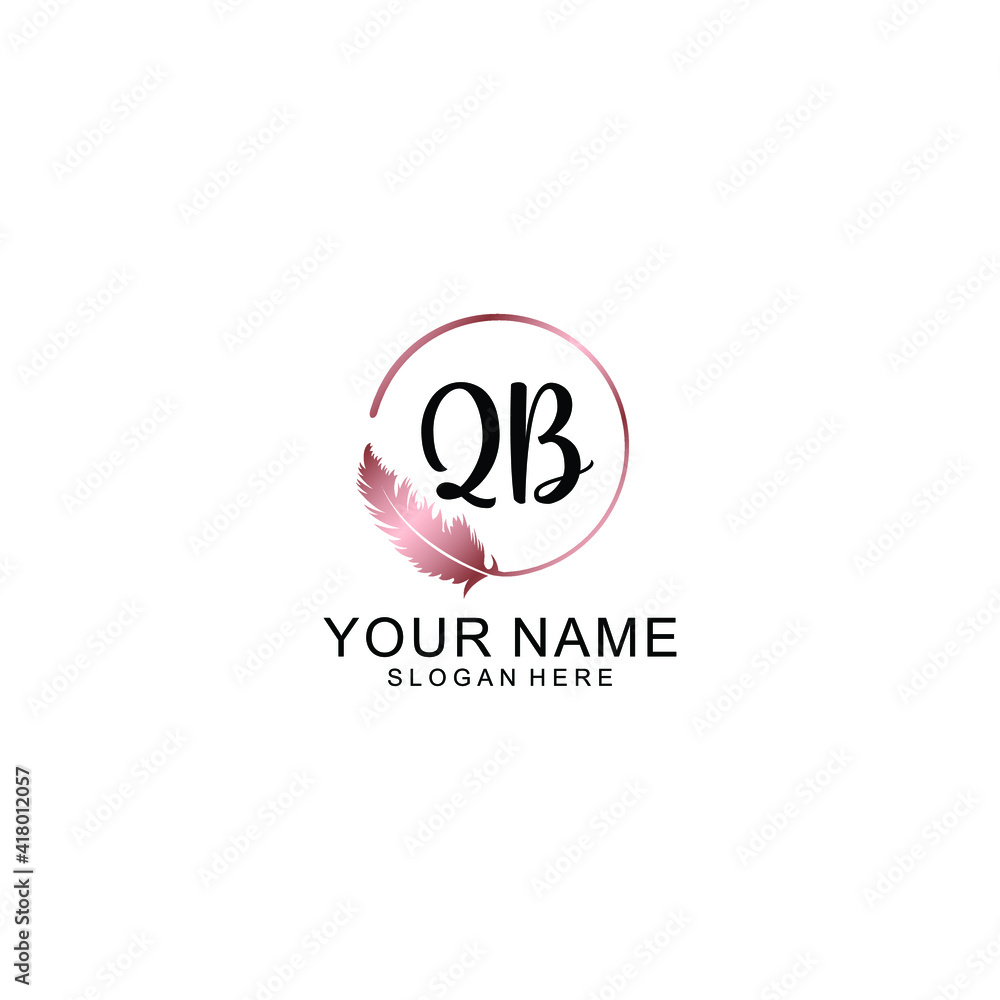 Letter QB Beautiful handwriting logo Letter QB Beautiful handwriting logo