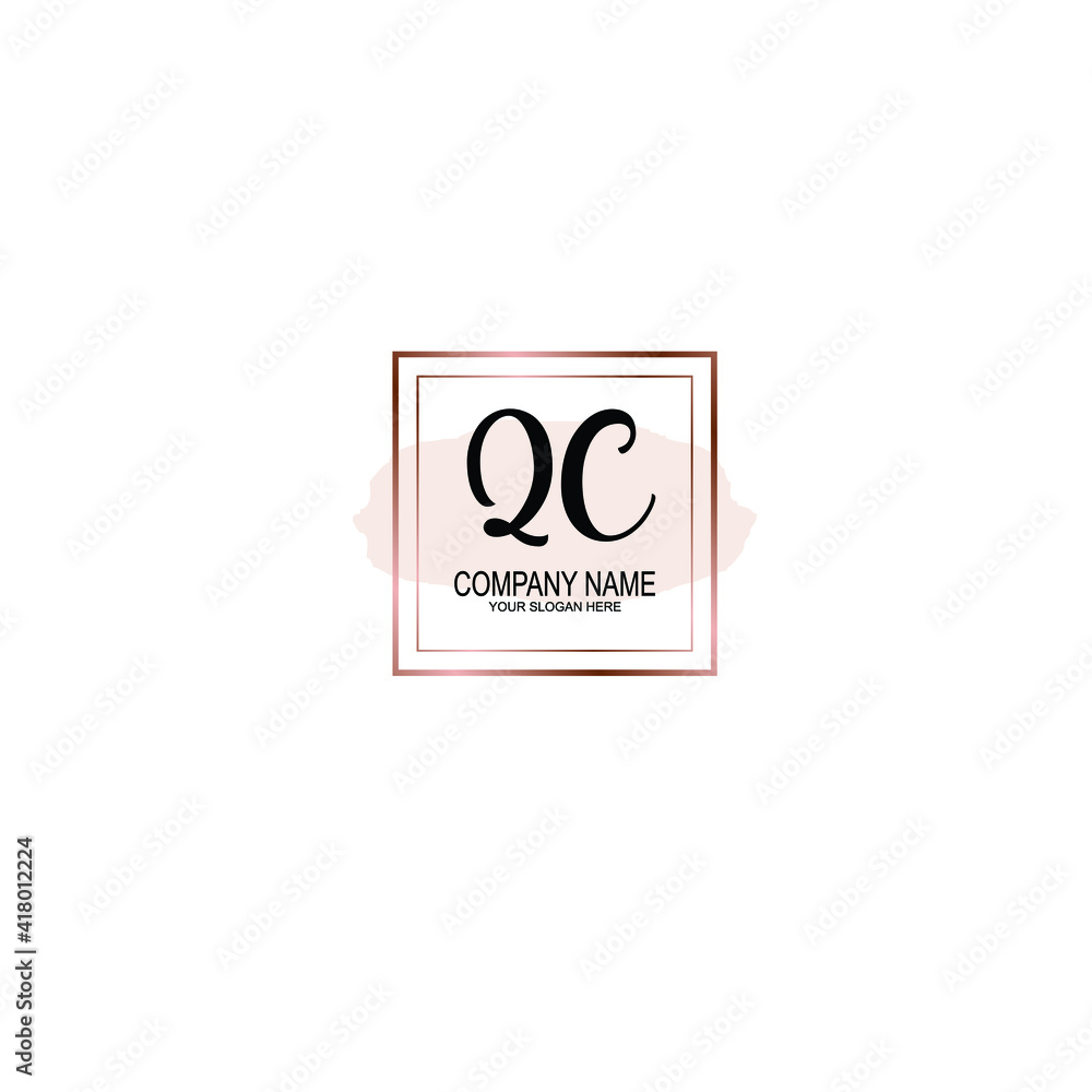 Letter QC Beautiful handwriting logo Letter QC Beautiful handwriting logo