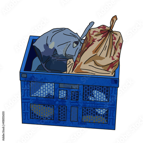 milk crate with trash