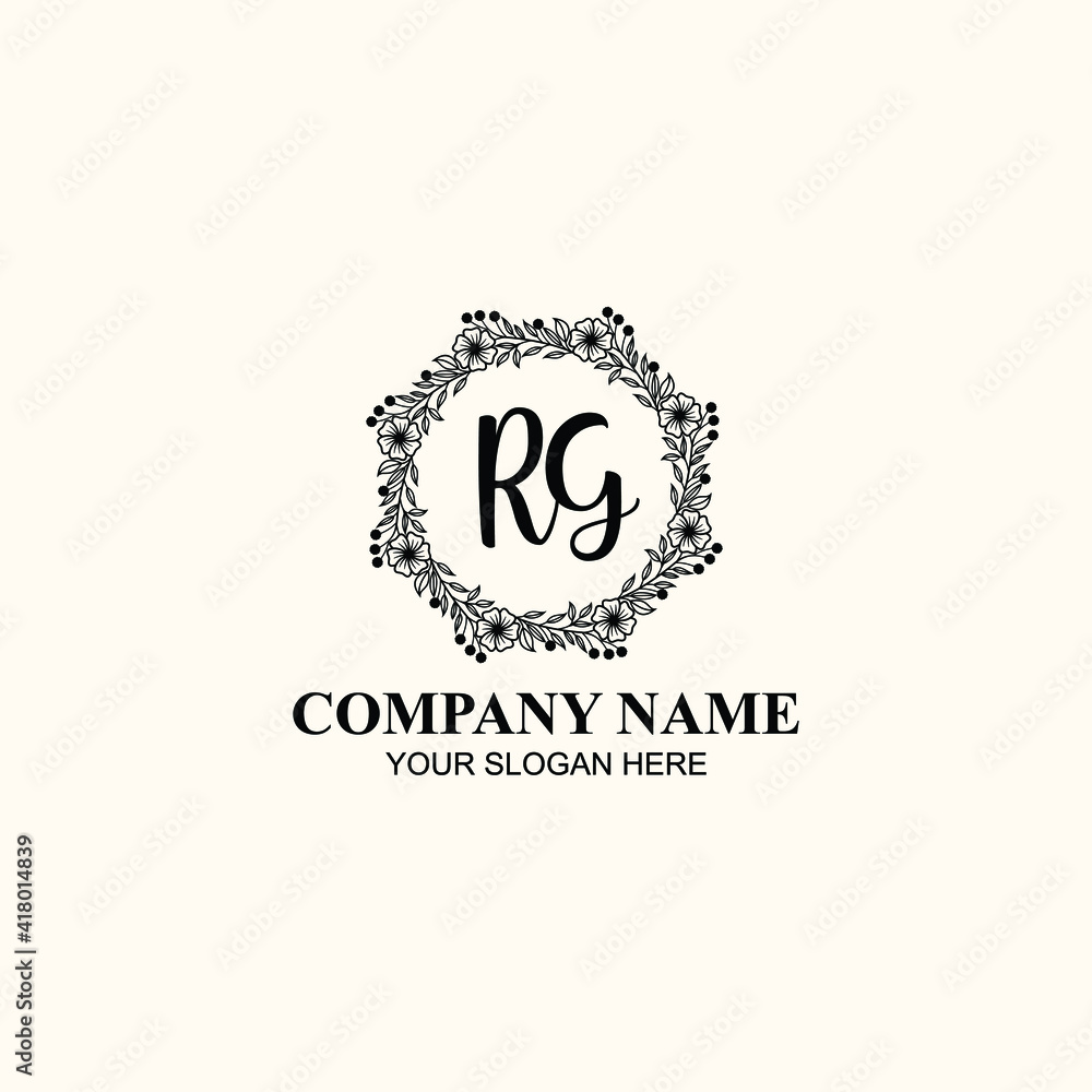 Letter RG Beautiful handwriting logo Letter RG Beautiful handwriting logo
