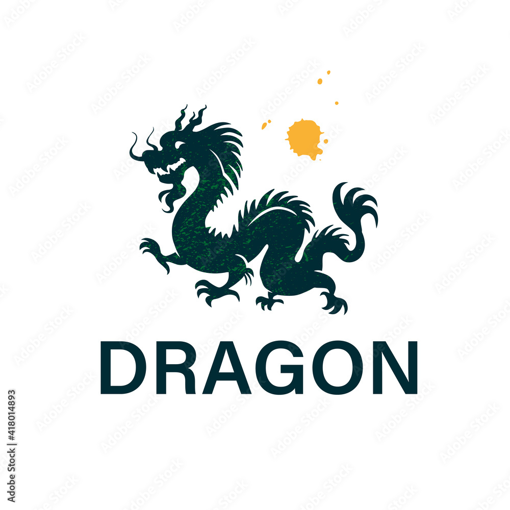 Dragon animal silhouette isolated on white background. Vector flat illustration. For banners, cards, advertising, congratulations, logo. Dragon animal silhouette isolated on white background. Vector flat illustration. For banners, cards, advertising, congratulations, logo.
