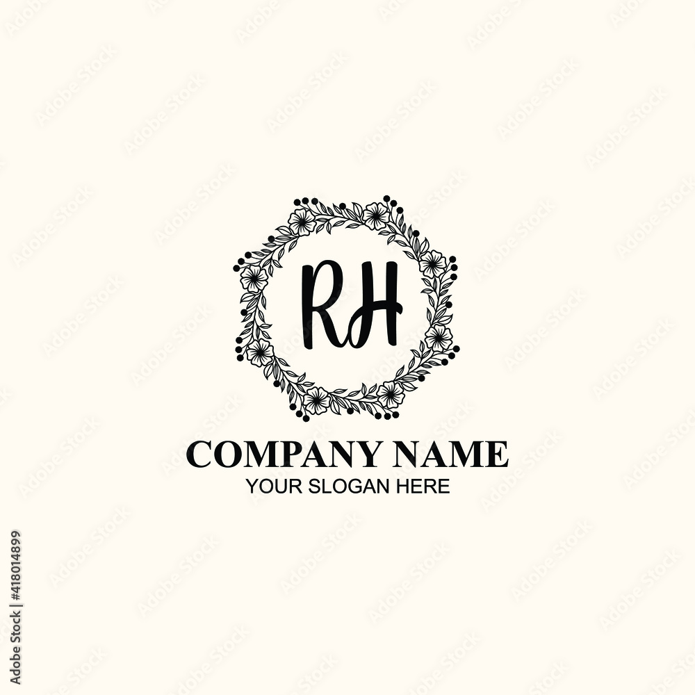 Letter RH Beautiful handwriting logo
