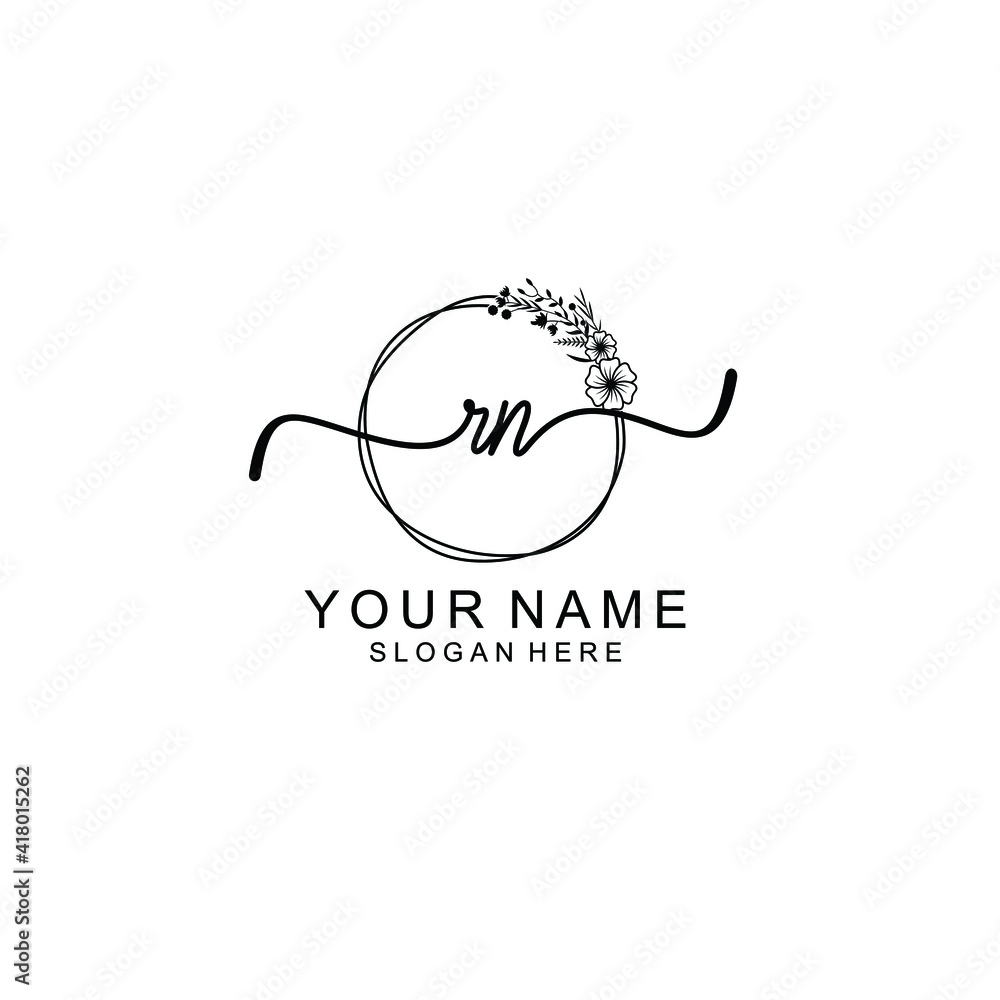 Letter RN Beautiful handwriting logo Letter RN Beautiful handwriting logo