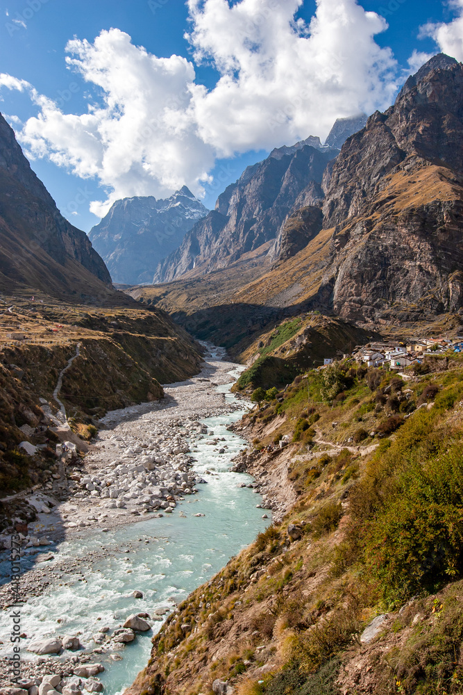 The last Indian village of Mana in Uttarakhand, India at the border with Tibet