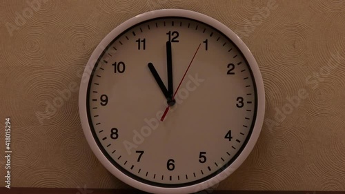 Wallpaper Mural eleven o'clock sharp on white wall clock - medium  Torontodigital.ca