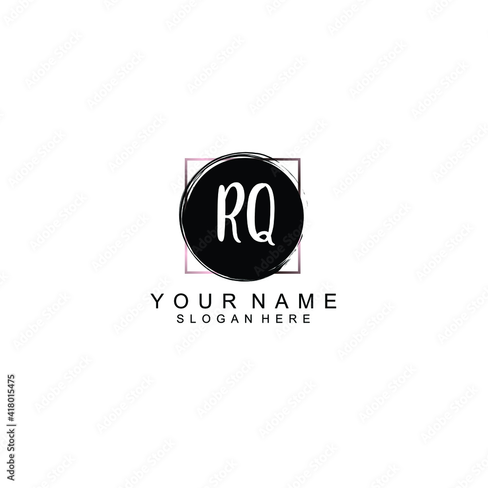 Letter RQ Beautiful handwriting logo Letter RQ Beautiful handwriting logo