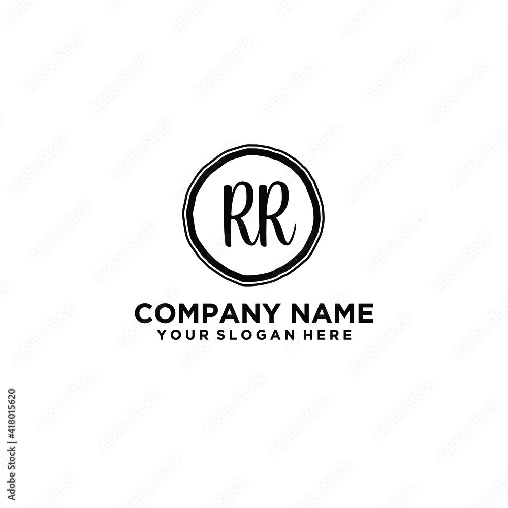 Letter RR Beautiful handwriting logo Letter RR Beautiful handwriting logo