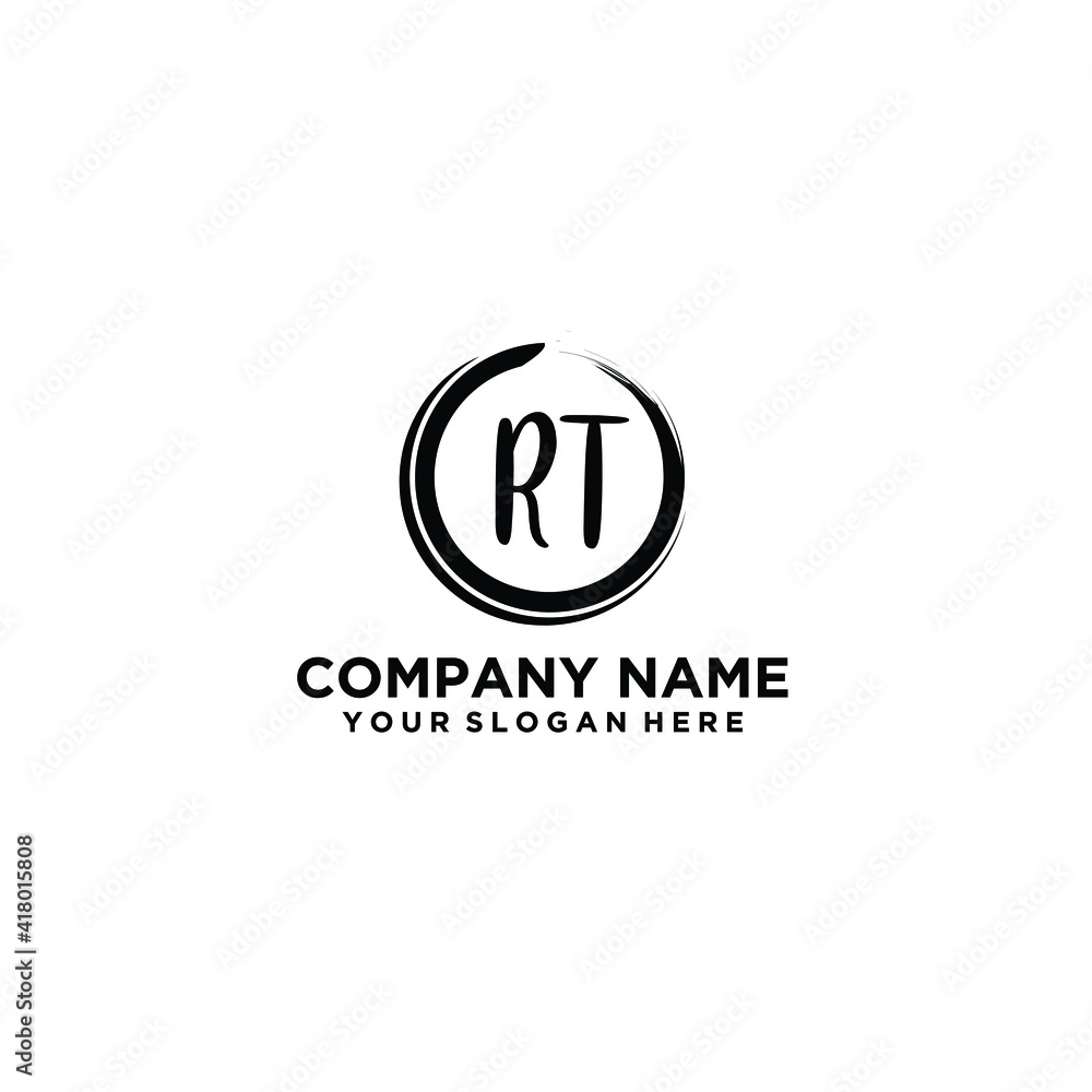 Letter RT Beautiful handwriting logo Letter RT Beautiful handwriting logo