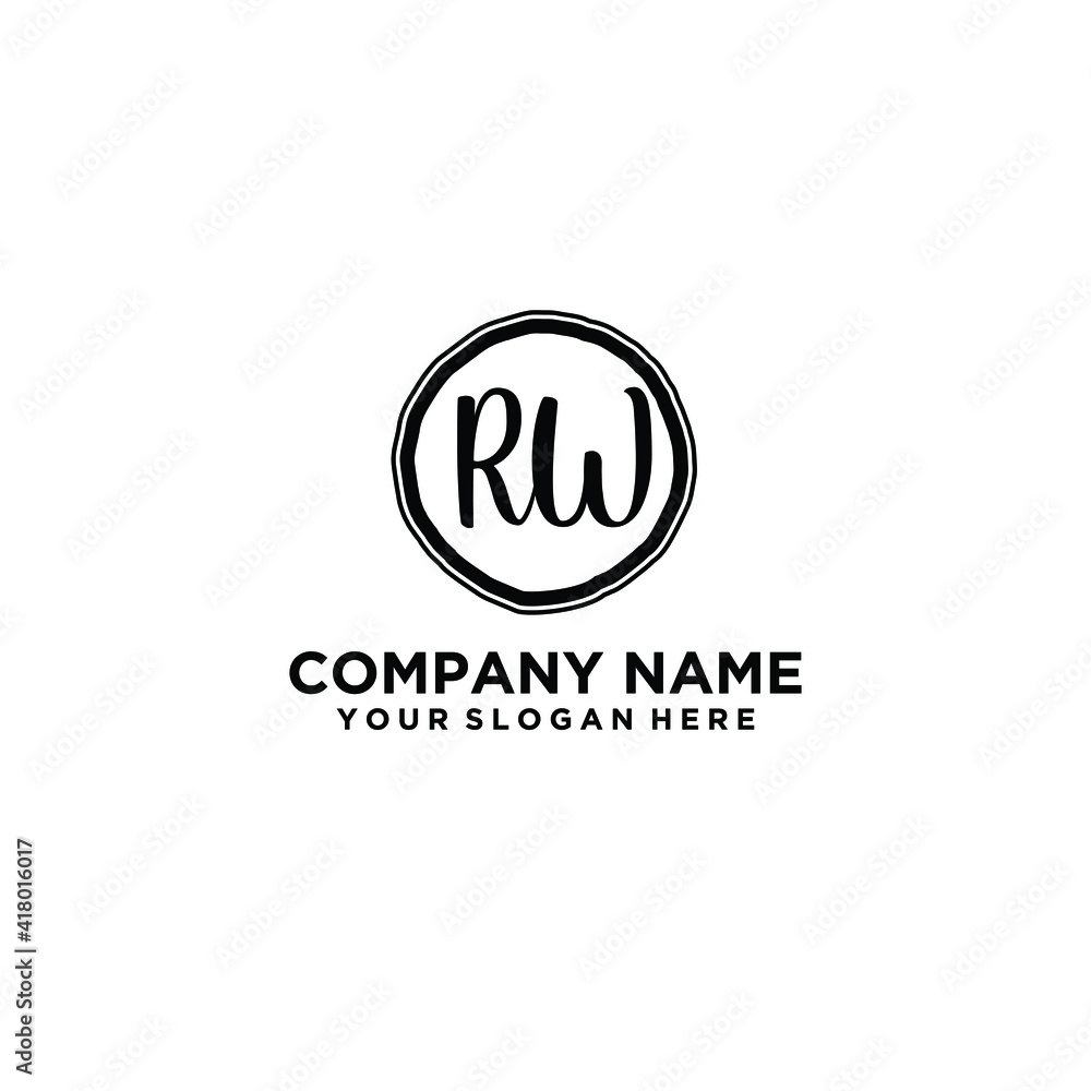 Letter RW Beautiful handwriting logo Letter RW Beautiful handwriting logo