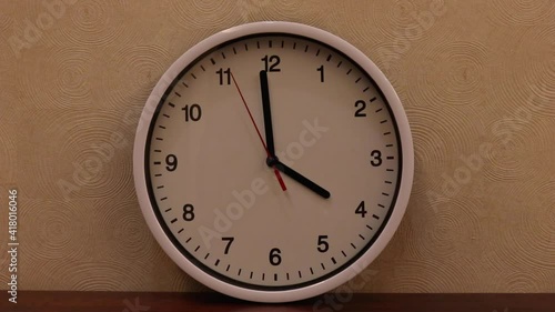 Wallpaper Mural four o'clock sharp on white wall clock - wide  Torontodigital.ca