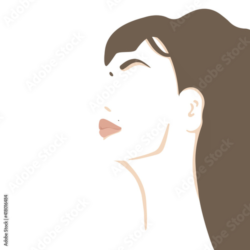 Silhouette of a woman. The concept of tenderness, comfort, care, self-love. Vector illustration on a white background for a logo, business cards, certificates, diplomas.