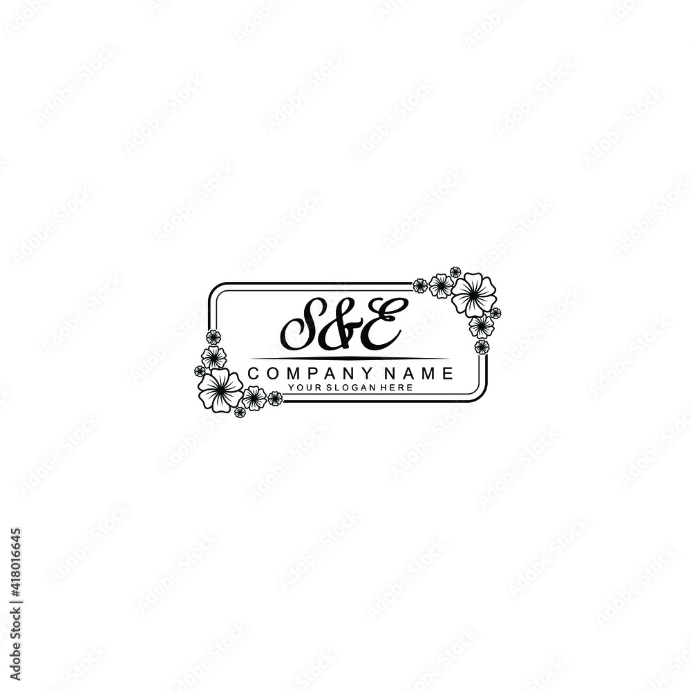 Letter SE Beautiful handwriting logo Letter SE Beautiful handwriting logo