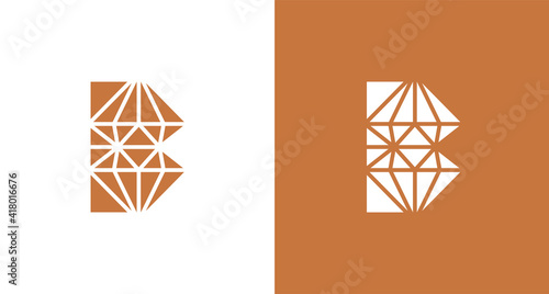 abstract letter B diamond logo icon