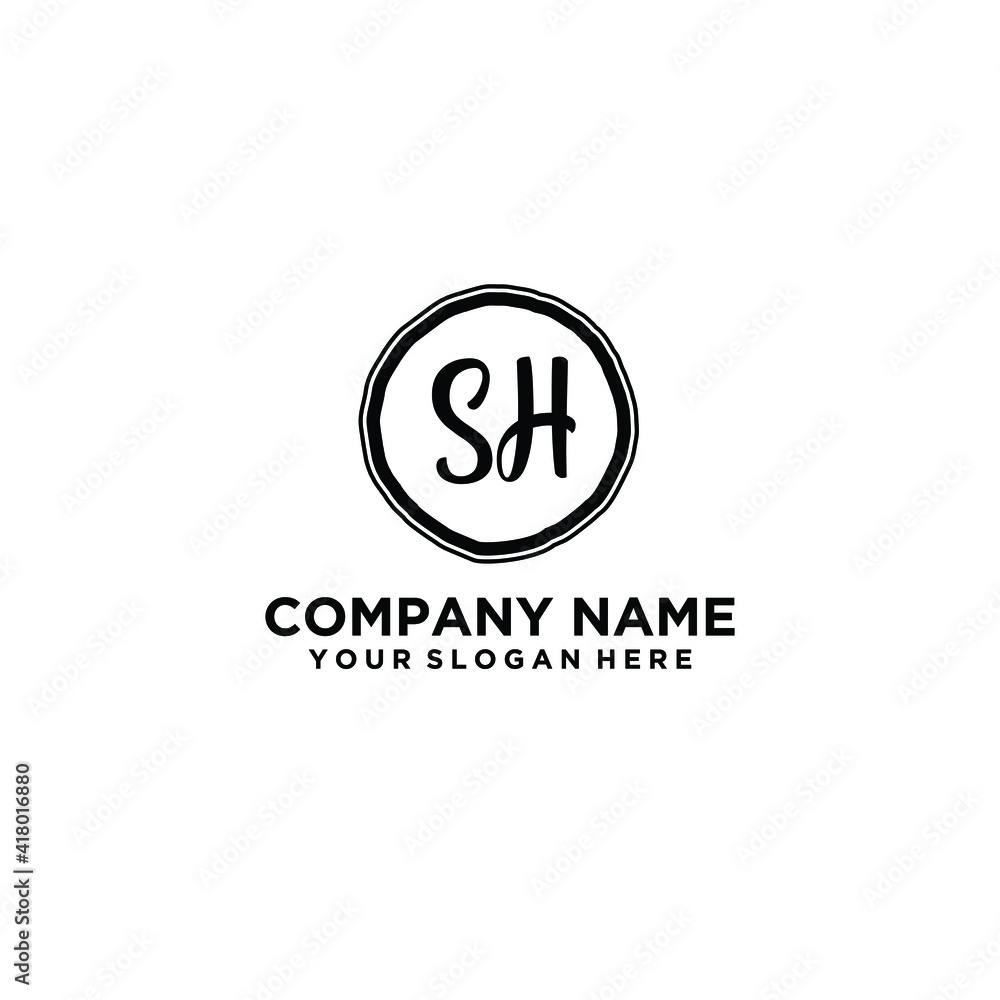 Letter SH Beautiful handwriting logo Letter SH Beautiful handwriting logo