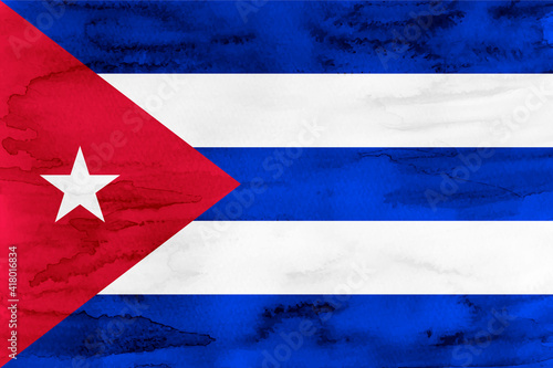 キューバ 国旗 水彩 和紙