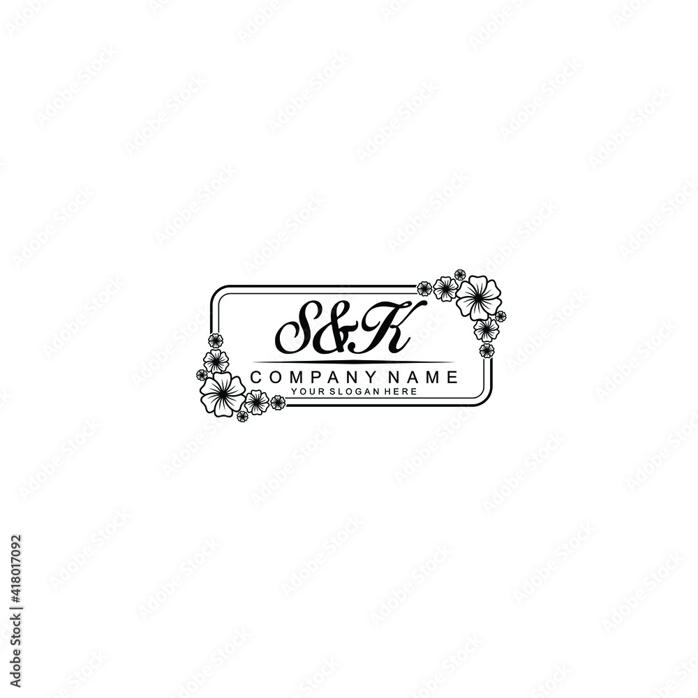 Letter SK Beautiful handwriting logo Letter SK Beautiful handwriting logo