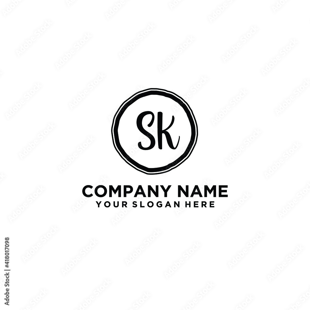 Letter SK Beautiful handwriting logo