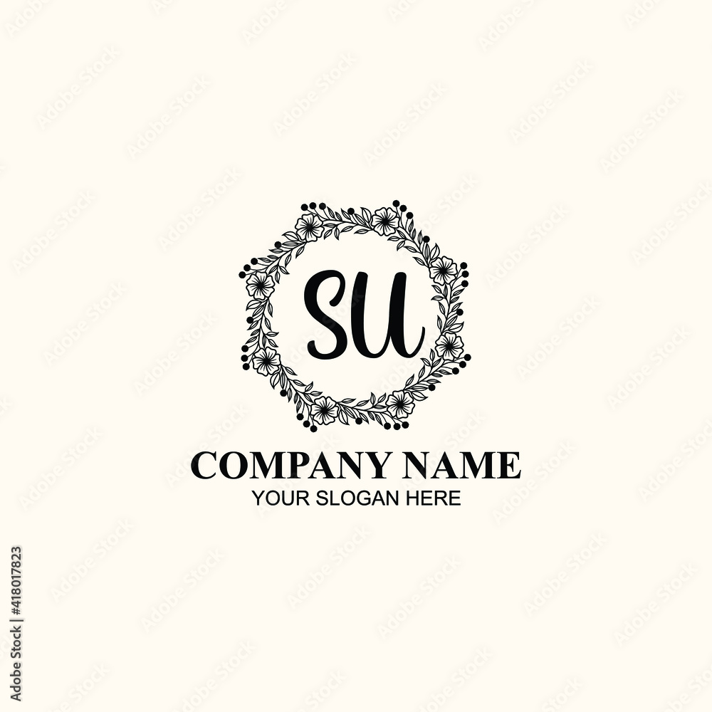 Letter SU Beautiful handwriting logo Letter SU Beautiful handwriting logo