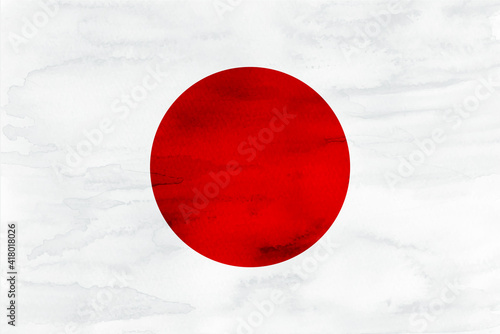 日本 国旗 水彩 和紙