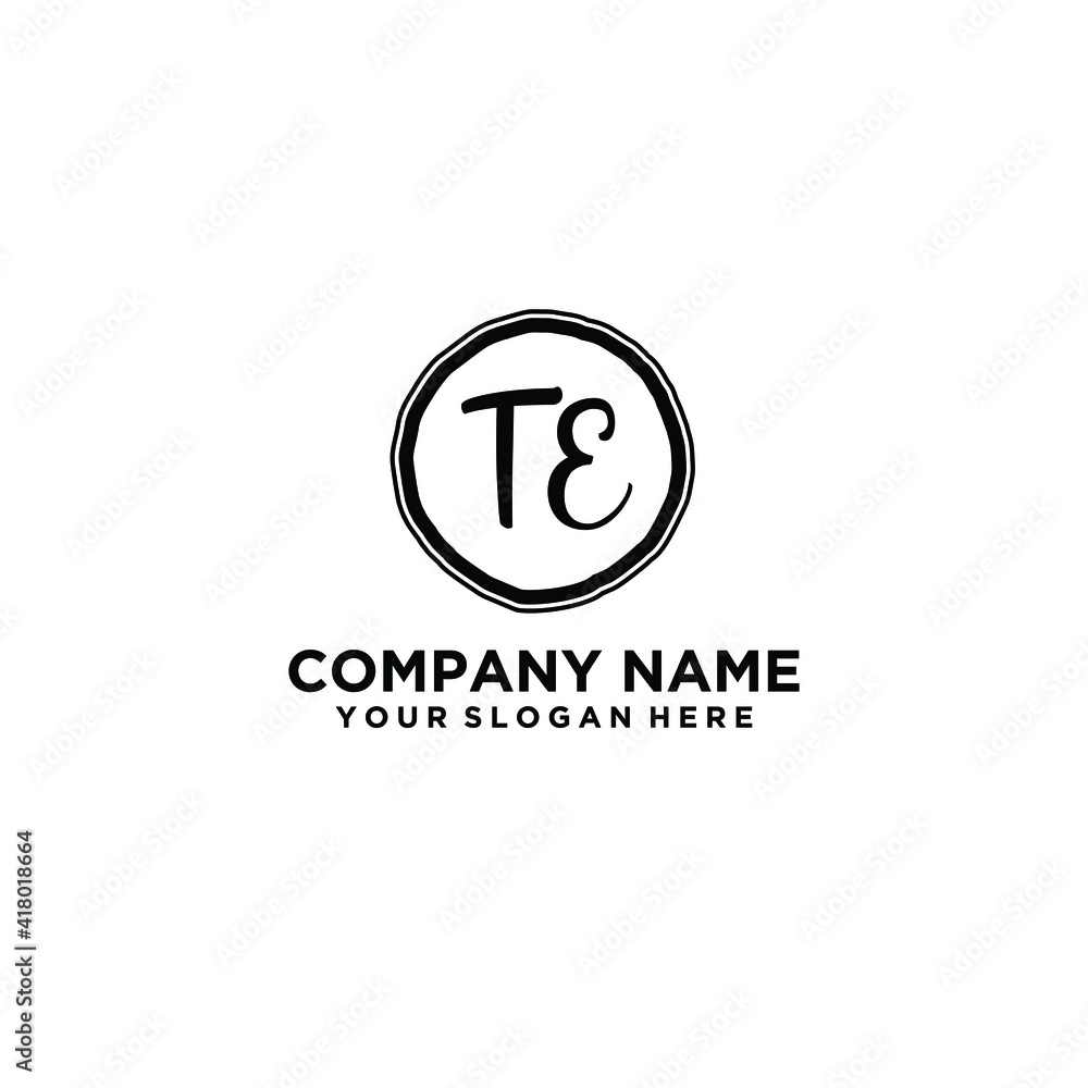 Letter TE Beautiful handwriting logo Letter TE Beautiful handwriting logo