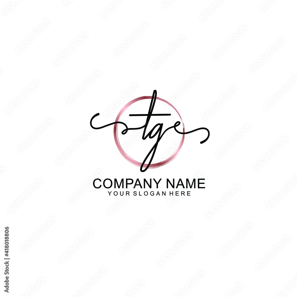 Letter TG Beautiful handwriting logo Letter TG Beautiful handwriting logo