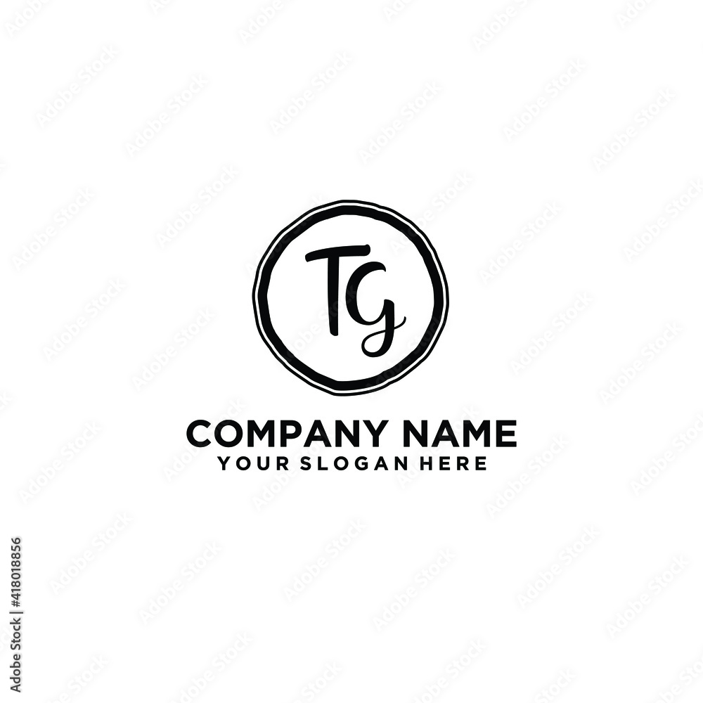Letter TG Beautiful handwriting logo Letter TG Beautiful handwriting logo
