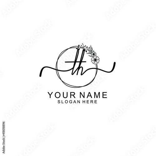 Letter TH Beautiful handwriting logo