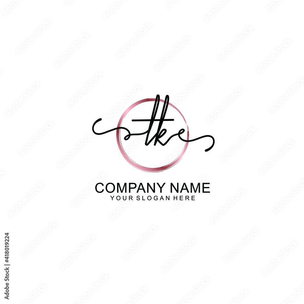 Letter TK Beautiful handwriting logo Letter TK Beautiful handwriting logo