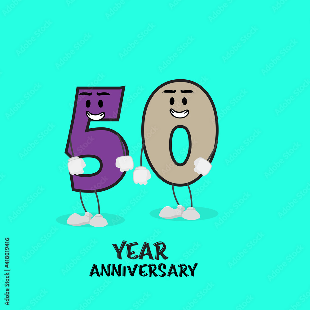 50 NUMBER CUTE YEAR ANNIVERSARY CELEBRATION DESIGN VECTOR TEMPLATE ILLUSTRATION 50 NUMBER CUTE YEAR ANNIVERSARY CELEBRATION DESIGN VECTOR TEMPLATE ILLUSTRATION