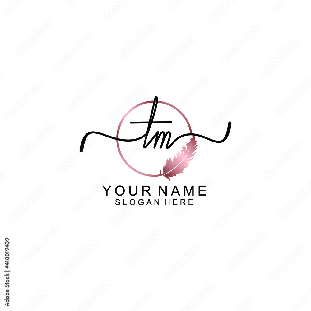 Letter TM Beautiful handwriting logo Letter TM Beautiful handwriting logo
