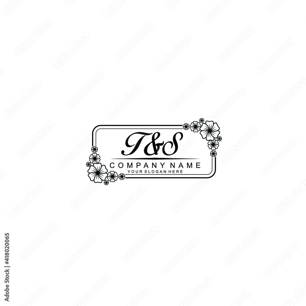 Letter TS Beautiful handwriting logo Letter TS Beautiful handwriting logo