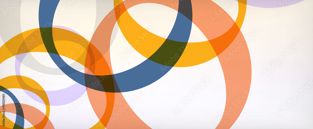 Obraz premium Ring geometric shapes, o letter repetition wallpaper. Abstract background for business or technology presentations, internet posters or web brochure covers