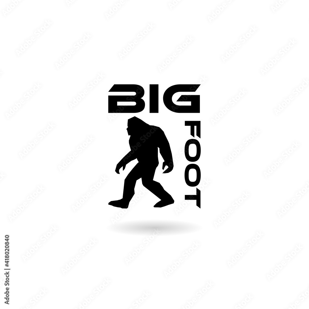 Bigfoot Sasquatch Yeti Silhouette icon with shadow Bigfoot Sasquatch Yeti Silhouette icon with shadow