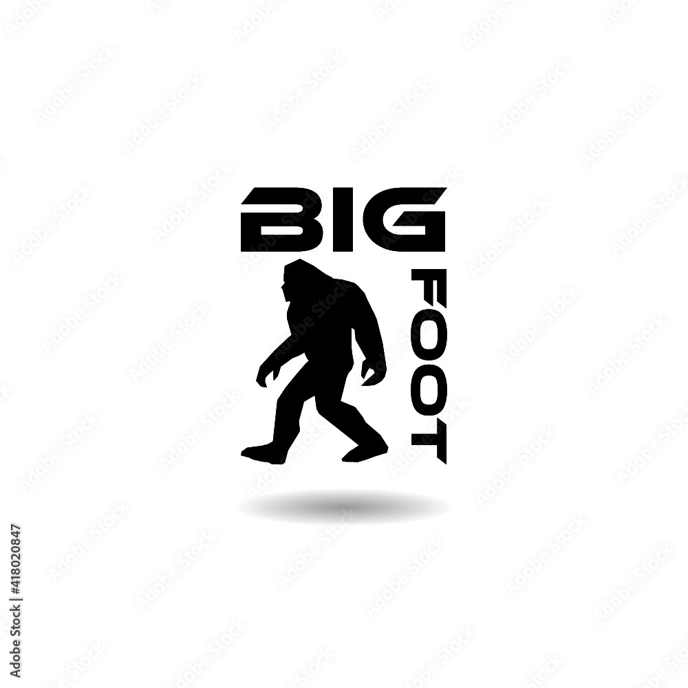 Bigfoot Sasquatch Yeti Silhouette icon with shadow Bigfoot Sasquatch Yeti Silhouette icon with shadow