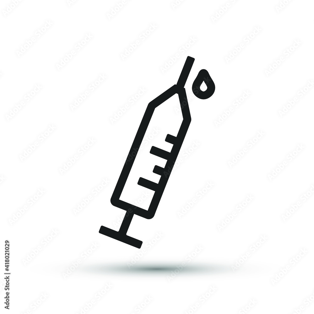 An injection icon vector medical element for trendy design. Simple pictogram for mobile concept and web apps. Vector line medicine vaccine inoculation icon isolated on a white background. An injection icon vector medical element for trendy design. Simple pictogram for mobile concept and web apps. Vector line medicine vaccine inoculation icon isolated on a white background.