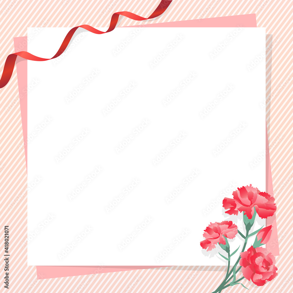 母の日 カーネーション リボン フレーム 背景 イラスト 正方形 Stock Vector Adobe Stock