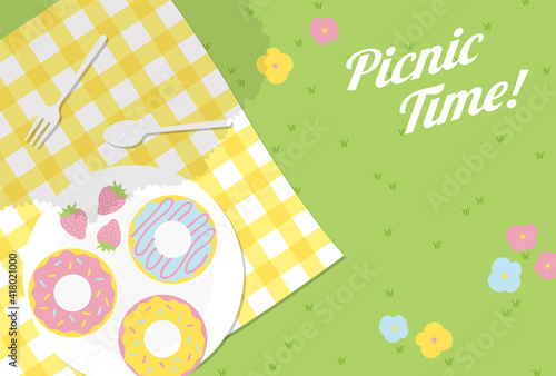 vector background with picnic illustrations for banners, cards, flyers, social media wallpapers, etc.