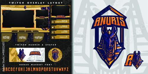e-sport logo and streamer template of anubis perfect for e-sport team mascot and game streamer