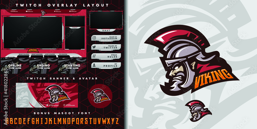 Naklejka premium e-sport logo and streamer template of spartan knight perfect for e-sport team mascot and game streamer