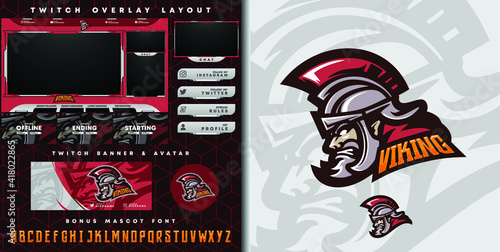 e-sport logo and streamer template of spartan knight perfect for e-sport team mascot and game streamer