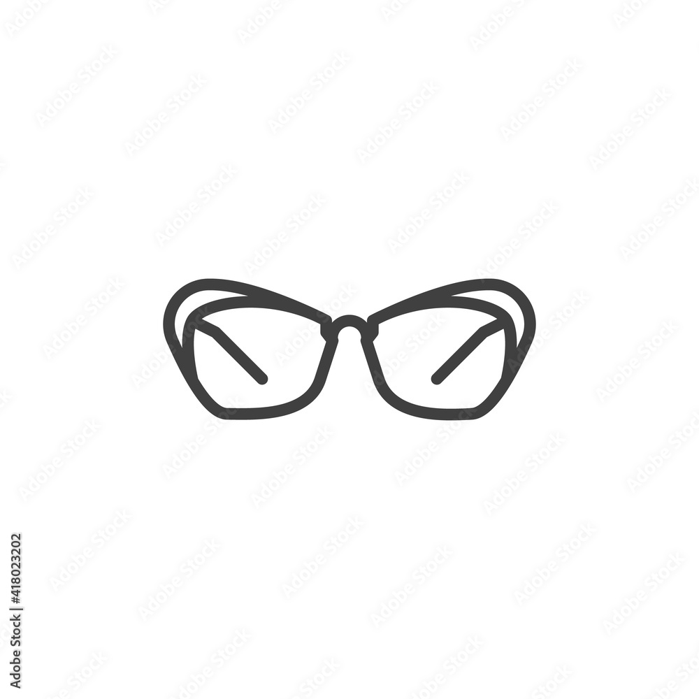 Fototapeta premium Sun glasses line icon. linear style sign for mobile concept and web design. Eyeglasses frame outline vector icon. Symbol, logo illustration. Vector graphics