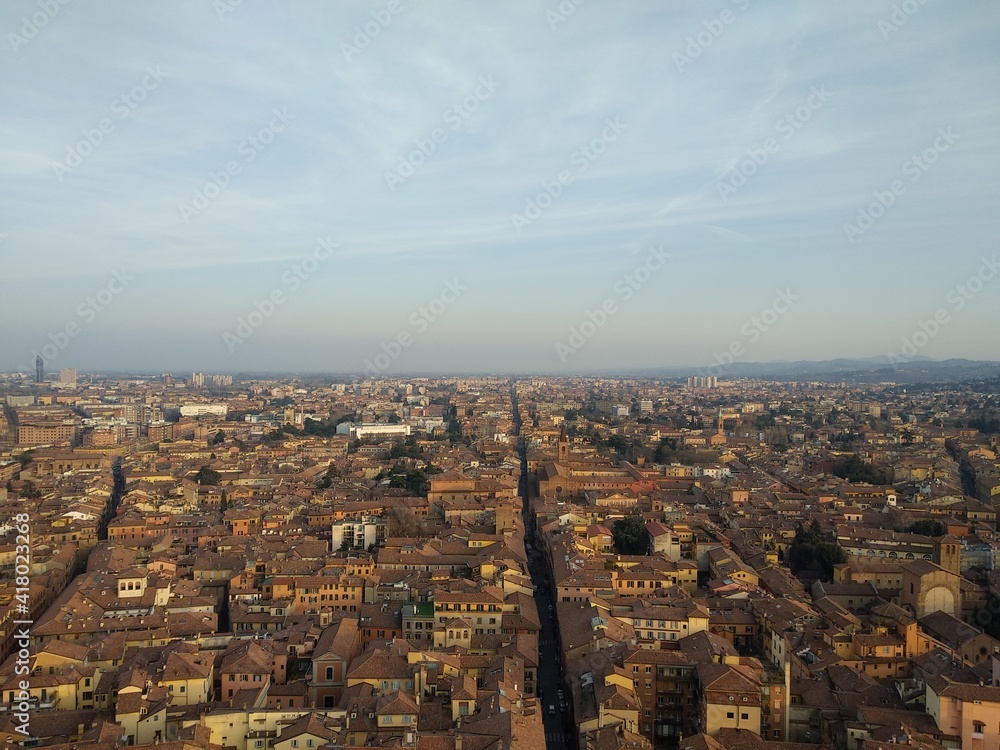 Aerial view of Bologna skyline, Italy
