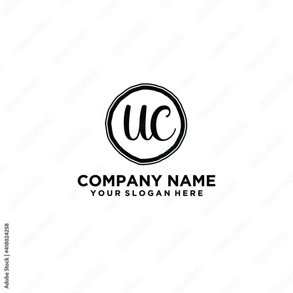 Letter UC Beautiful handwriting logo